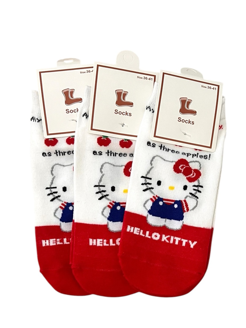 Sanrio White & Red Low-Cut Character Socks - 3 Pack